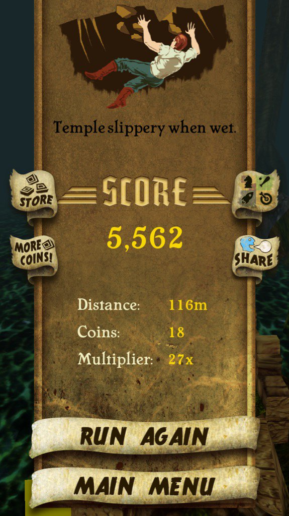 CHRiSxTiNE's tweet photo. I got 5,562 points while escaping from demon monkeys. Beat that! https://t.co/JiGr2yCjMK #TempleRun https://t.co/uevIi7Y1Ac