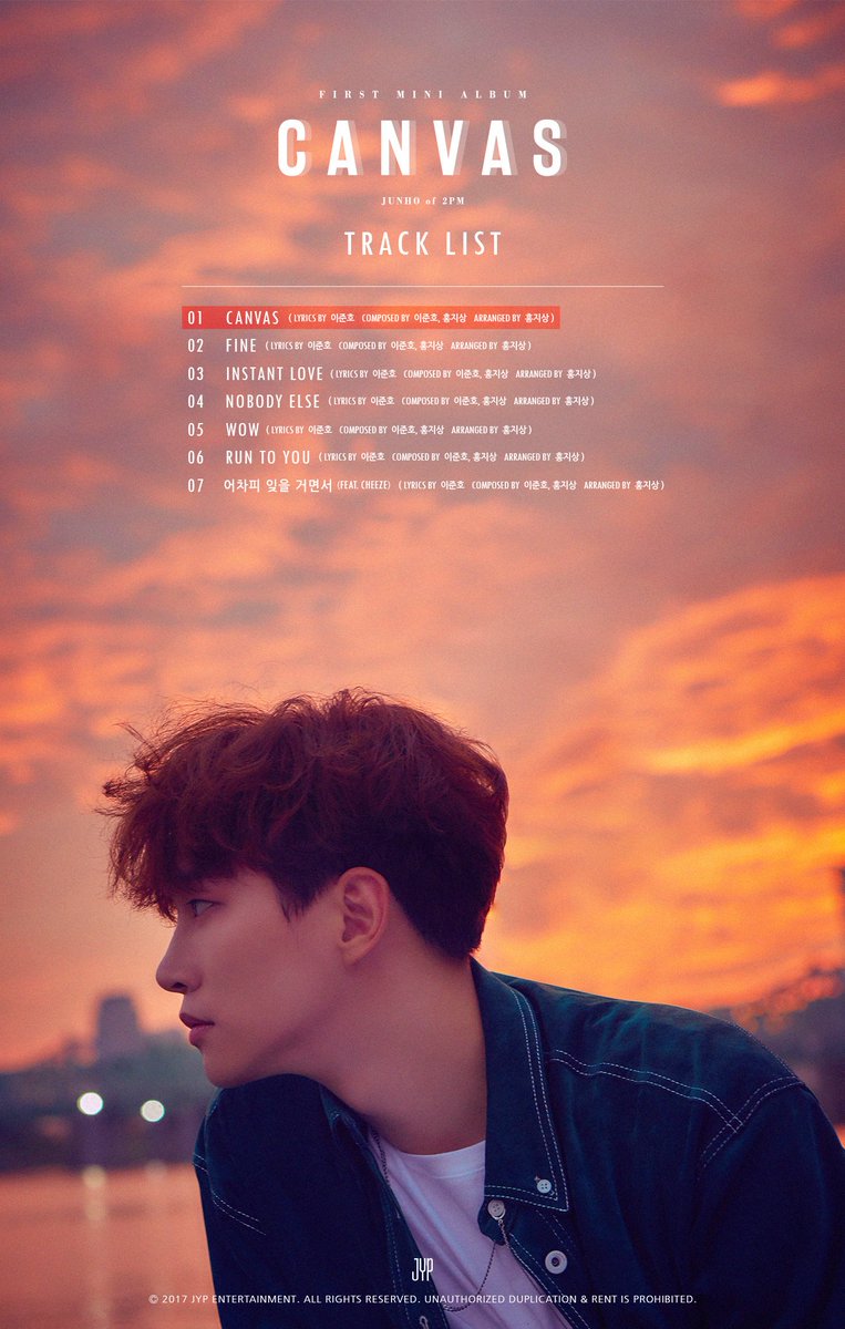 jypnation's tweet photo. JUNHO 1st Mini Album
<CANVAS>
TRACK LIST

#2PM #JUNHO #CANVAS https://t.co/1QRu739vDZ