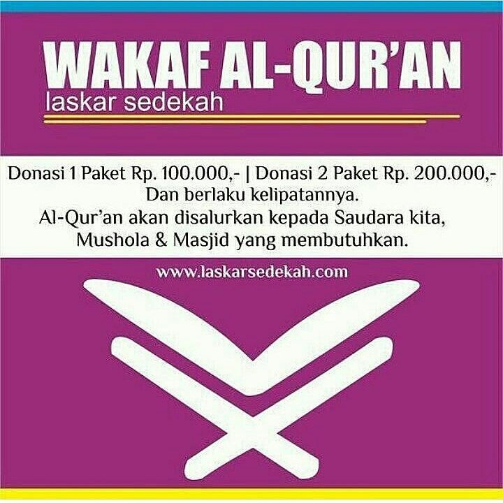 Wakaf Al - Qur'an | BCA: 8020161516, Muamalat: 5310012834 A/N: Ma'ruf Fahrudin| KONFIRMASI ke 089671937773