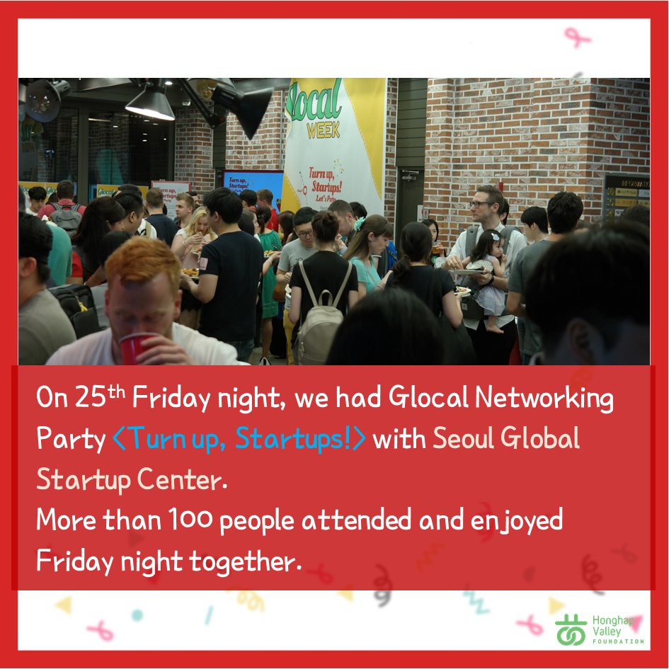 HHV2017's tweet photo. [Glocal Week Review]
Let's see how's was Honghap Valley's Glocal Week in card news!
　
#honghapvalley #foundation #startup #lounge #global https://t.co/wFc8TrORYe