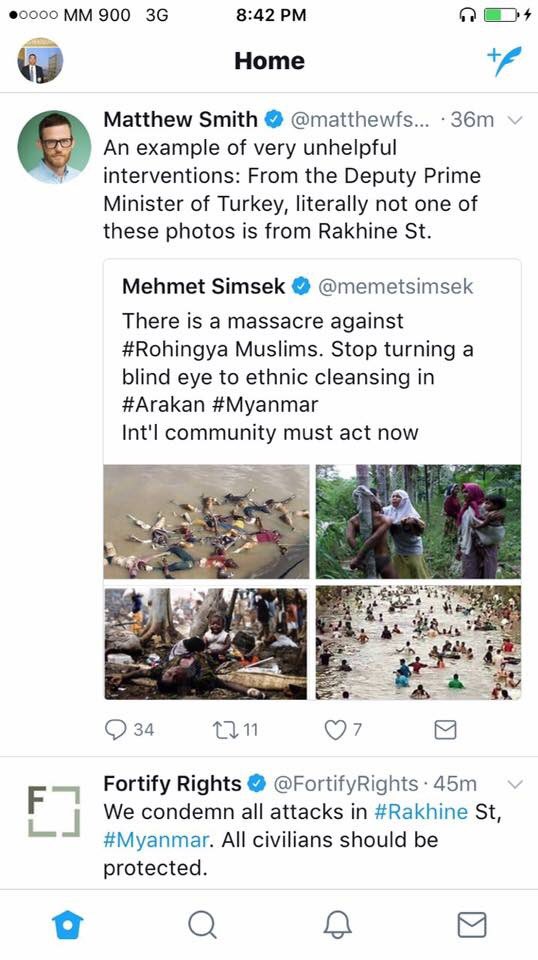 Deputy Prime Minister of Turkey used fake photo
#Rakhine #Myanmar #rohingya
#BengaliTerrorists 
#No_Rohingya_in_Myanmar
#Save_Rakhine_State