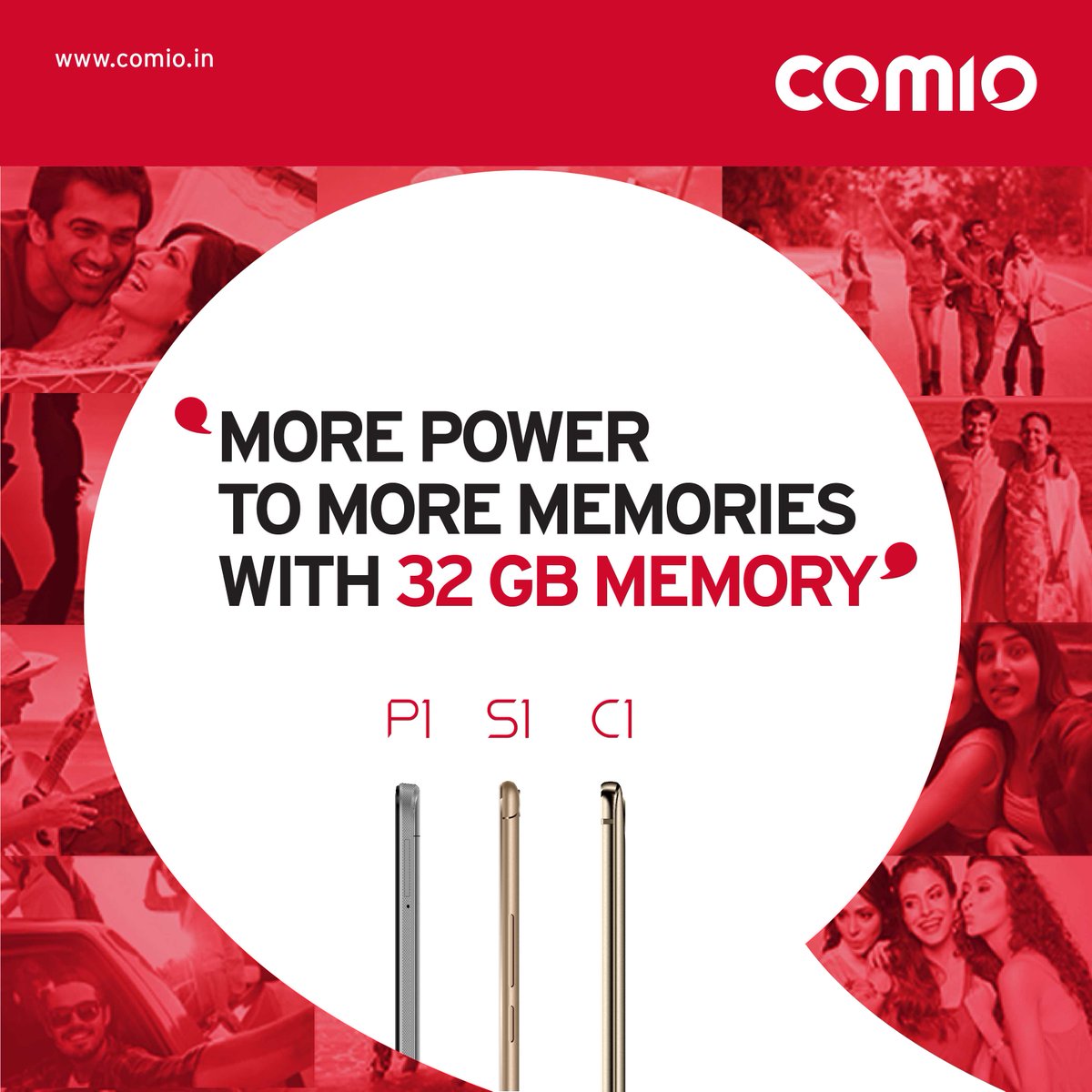 COMIO_IN's tweet photo. Enjoy storing and cherishing every happy memory with the power of 32GB ROM in your phone. Say hello to new king-size life. #PowerForMore https://t.co/YgtWRAiD4X