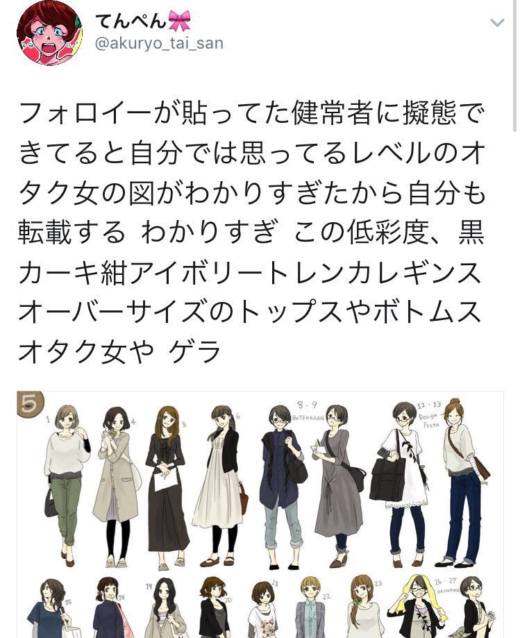 5年も前の服装イラストを無断転載 改変し オタク女子の一般人偽装ルックとして広めた事件 Togetter