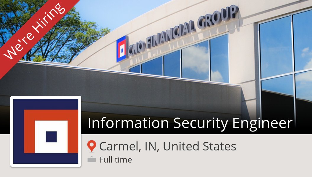 CNOCareers's tweet photo. #CNOFinancialGroup: #Information #Security Engineer in #CarmelINUnitedStates #job https://t.co/lLIIkc79zN https://t.co/tsohPJqZe8