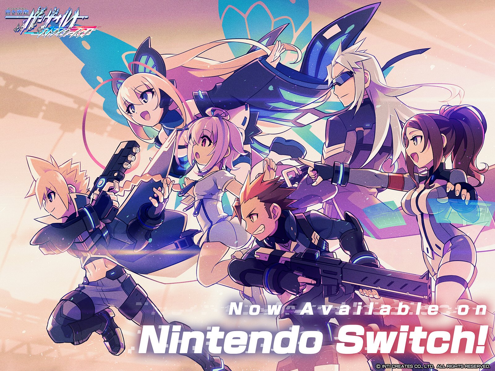Inti Creates Official 壁紙 Nintendo Switch 蒼き雷霆 アームドブルー ガンヴォルト ストライカーパック の発売を記念して畠山氏が書き下ろした発売記念壁紙を無料配布中 T Co U39acjkhjn Gunvolt Nintendoswitch T