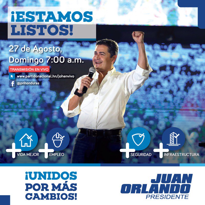 alvarez_jul's tweet photo. ESTAMOS MAS QUE PREPARADOS PARA OTRO PERIODO PRESIDENCIAL DE CAMBIOS POSITIVOS PARA HONDURAS #AdelanteJOH @TN5Telenoticias https://t.co/LVAMvTG10n