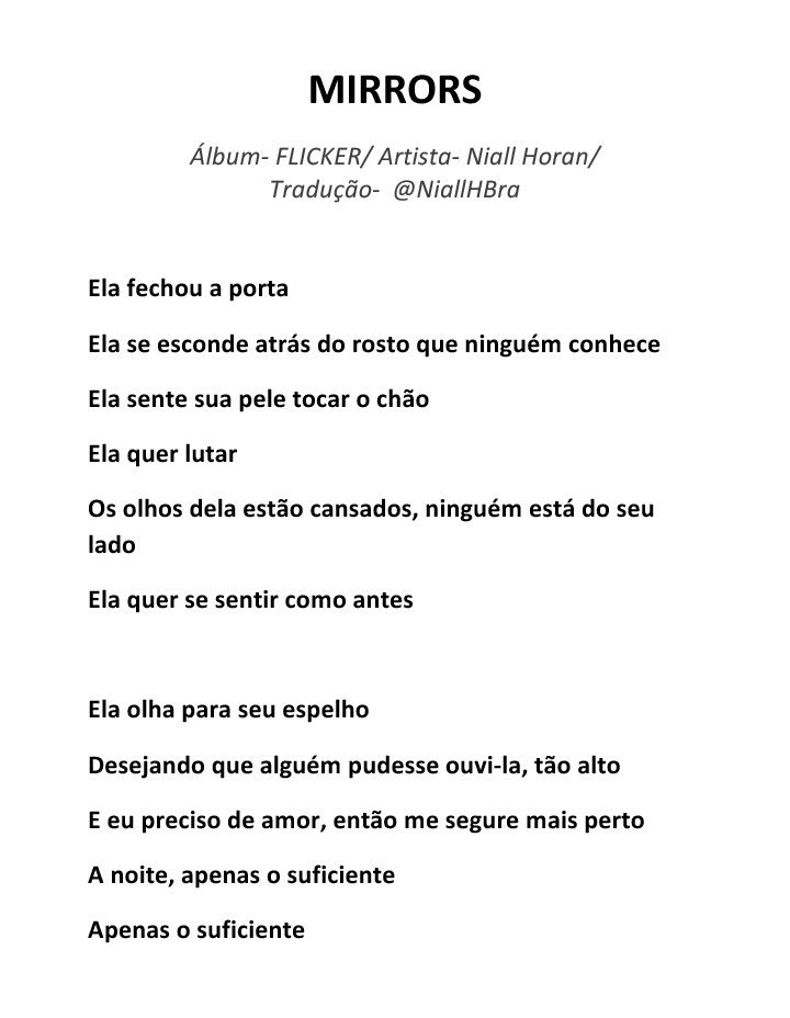nhbrtour's tweet photo. 📃| Tradução de "Mirrors", faixa do álbum "Flicker", de Niall Horan. https://t.co/28MmhXfTww
