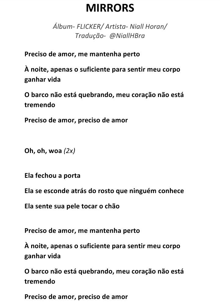 nhbrtour's tweet photo. 📃| Tradução de "Mirrors", faixa do álbum "Flicker", de Niall Horan. https://t.co/28MmhXfTww