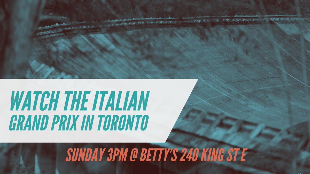 FlatOutFever's tweet photo. Watch the #ItalianGP in #Toronto this #Sunday 3pm upstairs @BettysOnKing #F1 #F1inPubs
https://t.co/b3DWWTdt43 https://t.co/7B5TYWPPeM