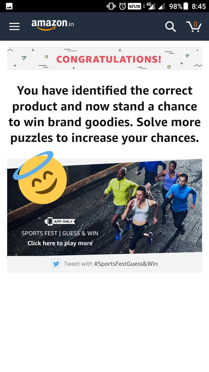 subhammitra1's tweet photo. #SportsFestGuess&amp;Win once again I did it! Amazon please nominate me.😋😉 https://t.co/yHPF5cmA6X