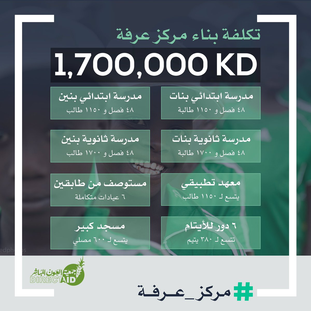 Q8Ping's tweet photo. بدأت حملة بناء #مركز_عرفة للأيتام

استغل هذا اليوم المبارك بصدقه 
وتجارة مع الله 

رابط التبرع 👇🏼
https://t.co/01HcWwLIVD https://t.co/yGoyZcCd6G