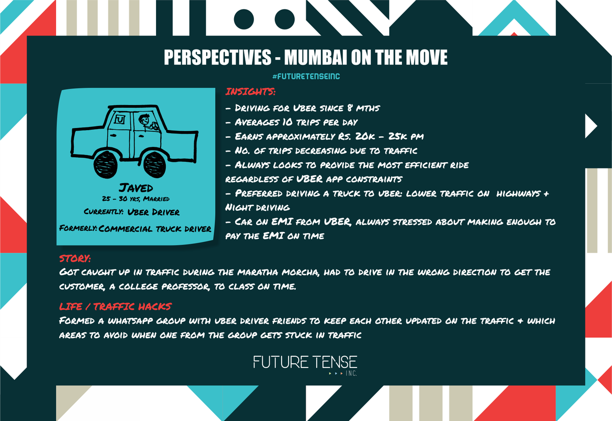 FutureTenseInc's tweet photo. What do you do when you find an #Uber driver who was a truck driver? Listen to his stories of course! #MumbaiOnTheMove #designthinking https://t.co/HIQX8DMQ7w
