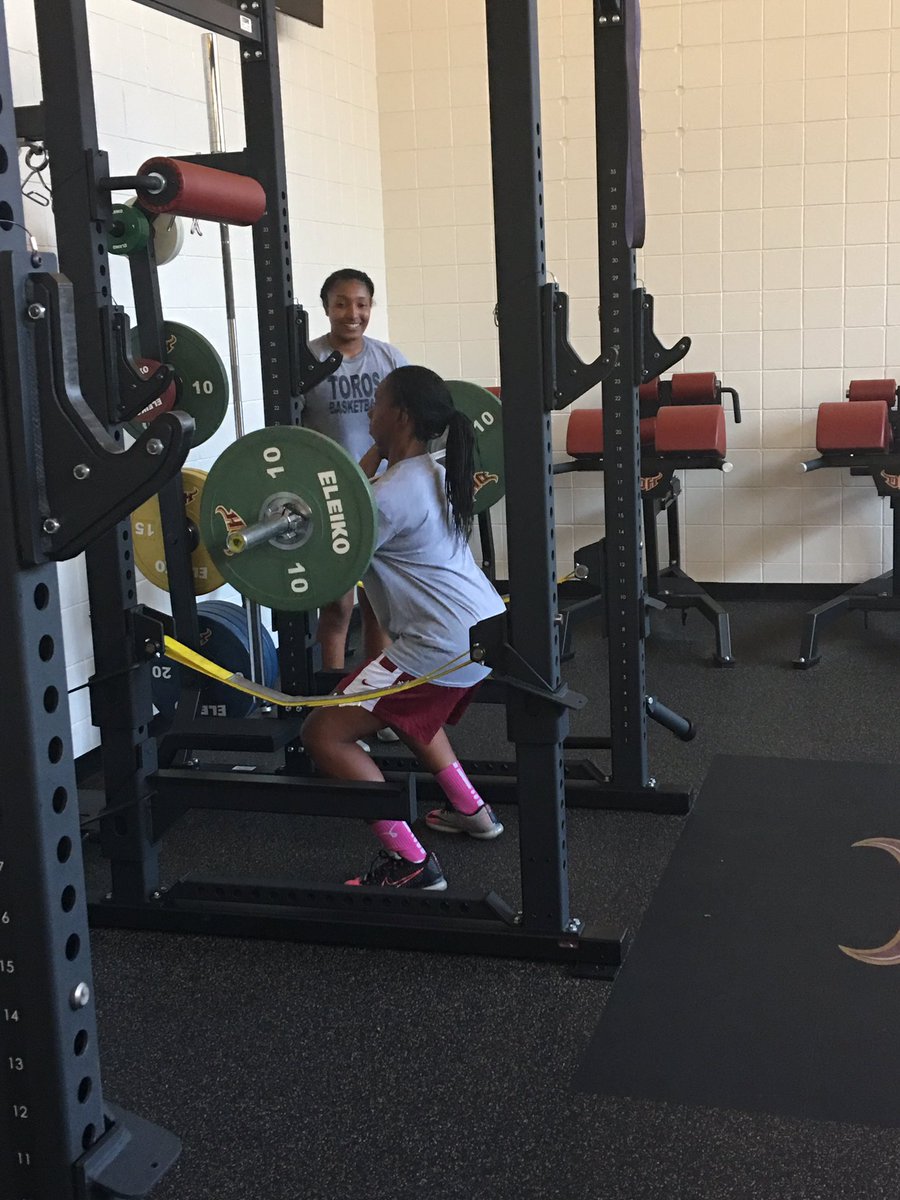 CSUDHwbb's tweet photo. That smile her teammate succeeds! That's what it's all about. We had a great day 1 on the court and in the weight room! #Torotakeover https://t.co/2FngQVJbdE