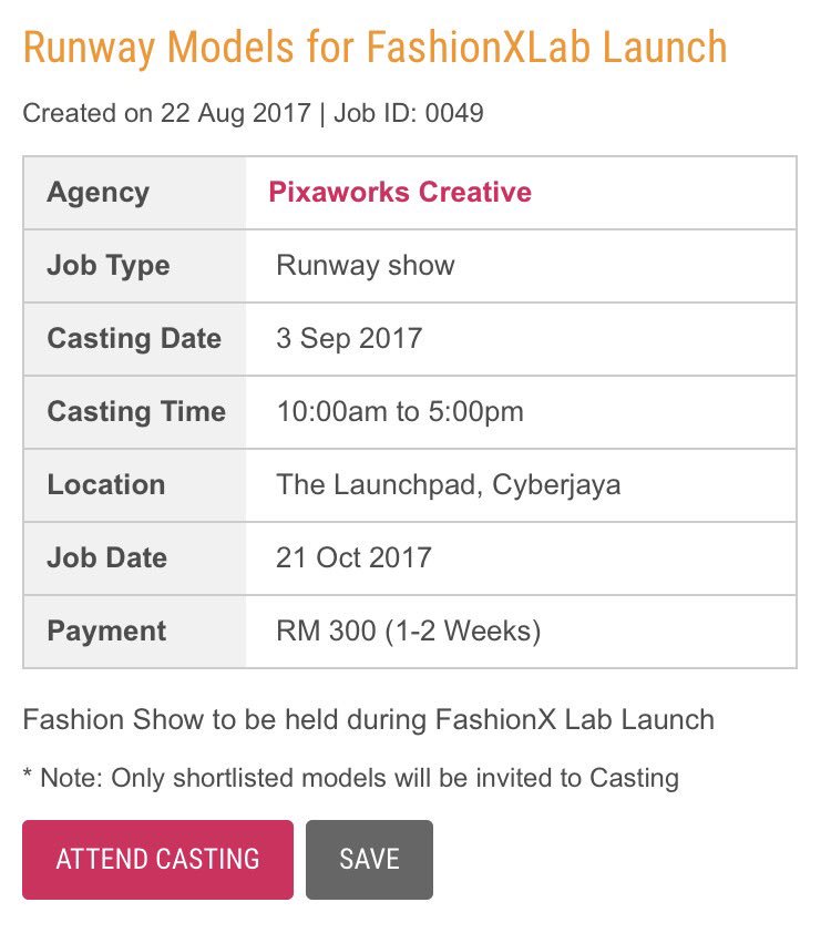 bookmodelsasia's tweet photo. Have you applied for the FashionxLab launch runway show casting? Go go https://t.co/CrBXxn57Ou now 👍🏼 #model #modelling #casting #runway https://t.co/Yy4VH6VjXb