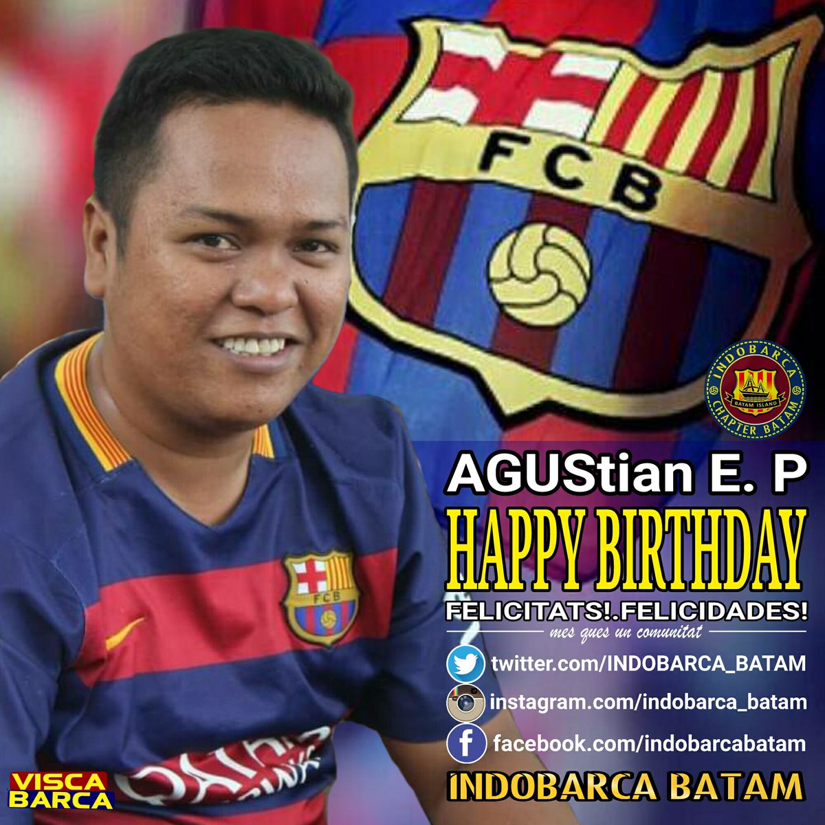 INDOBARCA_BATAM's tweet photo. Feliz Cumpleanos @agustianekaptra ,Devisi IT Indobarca Batam, panjang umur, sehat selalu & dimudahkan rejeki 🎂🎈🎉, #ibbtm #culesbatamisland https://t.co/VwG37osObg