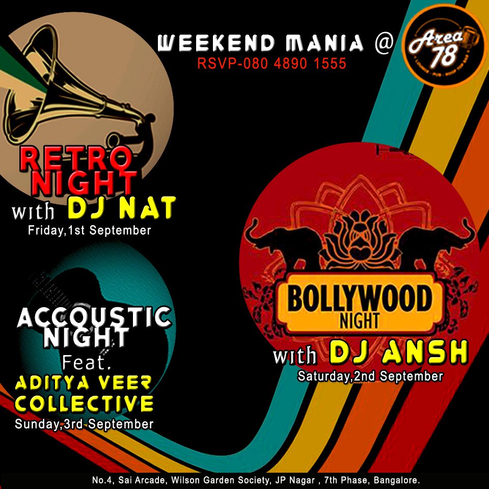 Area78_Bangalor's tweet photo. #WeekendMania @Area78
Make your weekend special with our series of Entertainment!! #Area78 #JPNagar #Bangalore #Pub #Lounge #Bar #Rooftop https://t.co/IQ2ZaTdFpu