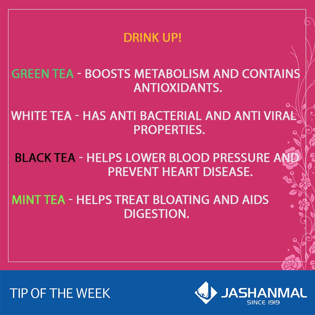 JashanmalBH's tweet image. TEA for a healthy living!

#tipoftheweek #healthytips #benefitsoftea #tealover #behealthy #healthylifestyle  #bahrain