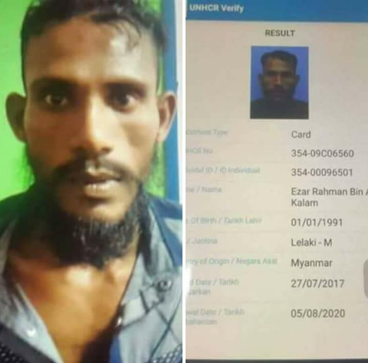 This man has UNHCR identity card.Who killed two Myanmar civilian in Malaysia.