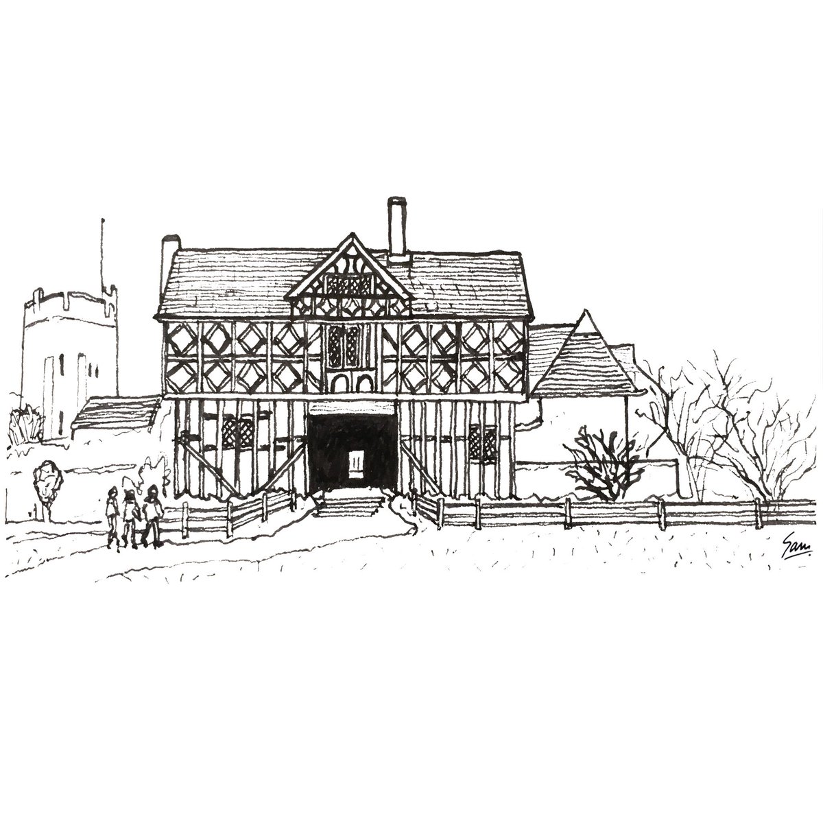 Sam_Art_Design's tweet photo. Stokesay Castle, Shropshire. #Drawing #149. @EnglishHeritage #ink #line #art #illustration https://t.co/AGXQZOM3KG