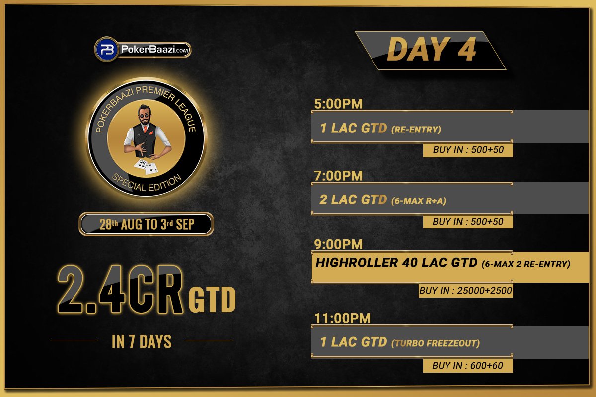 PokerBaazi's tweet photo. Check out the schedule & prizes on https://t.co/cvYmDuQQRg.
#TheBiggestOnlinePokerLeague #Poker #Tournaments #BestStructure #PPL https://t.co/q4RcdtpoLh