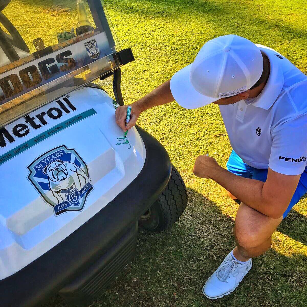 SamBrazelGolf's tweet photo. It's not everyday you get to sign a golf cart #friends #classic #lovemyjob #humble #sport #metroll https://t.co/sO5dtczh3Q