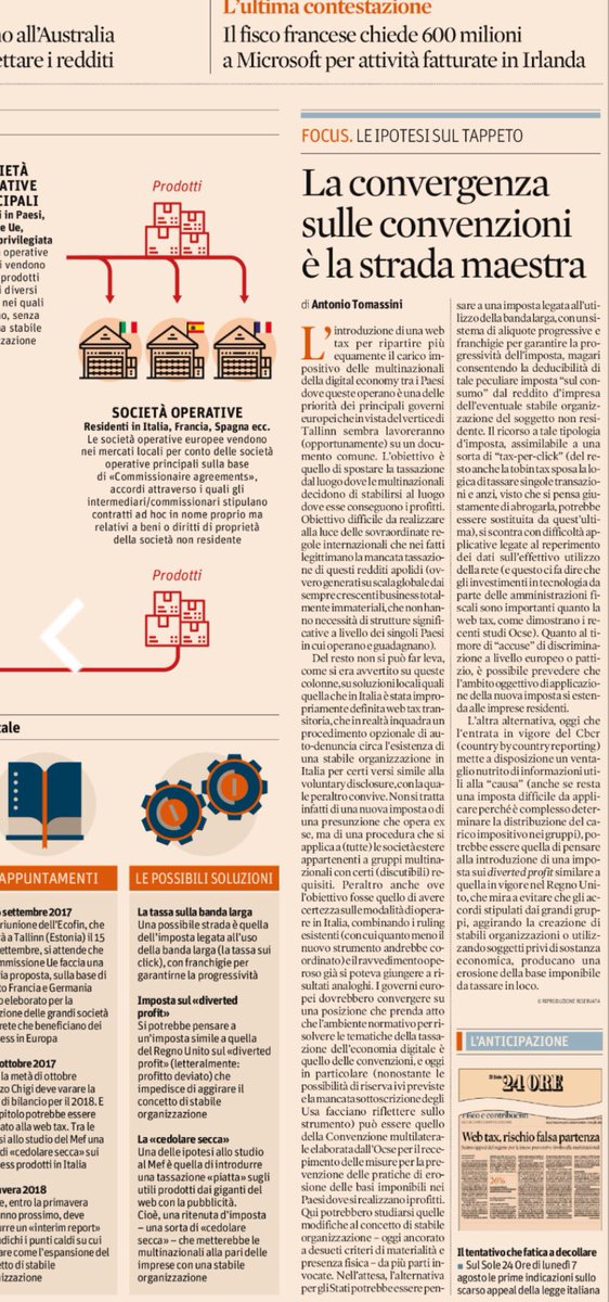 Anto_Tomassini's tweet photo. #webtax priorità dei governi.L'inadeguatezza della manovra italiana e le varie opzioni(magari al posto della Tobintax). Oggi sul @sole24ore https://t.co/xmg1O3xe7i