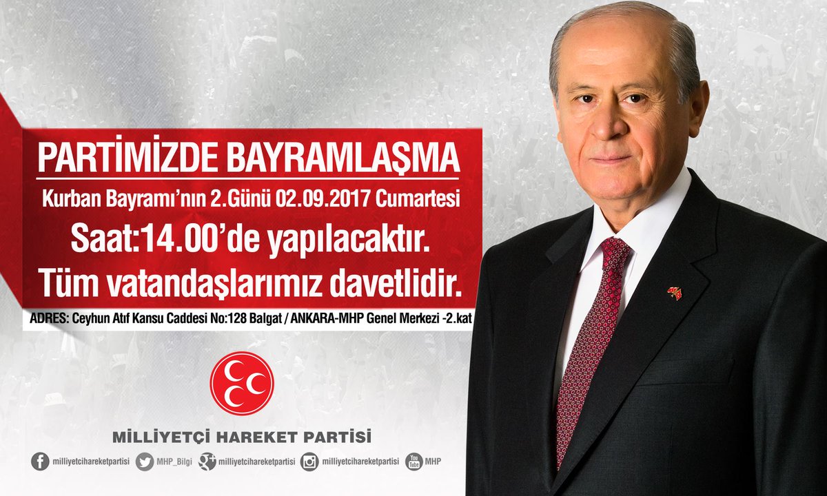 Partimizde Bayramlaşma; Bayramın 2. günü Saat:14.00'de Genel Merkezimizde yapılacaktır. Tüm vatandaşlarımız davetlidir.