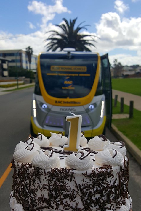 Happy first bday RAC Intellibus®! 4,300 people have travelled 4,200km in Australia's 1st driverless bus trial 🎂 @CitySouthPerth @WAGovNews