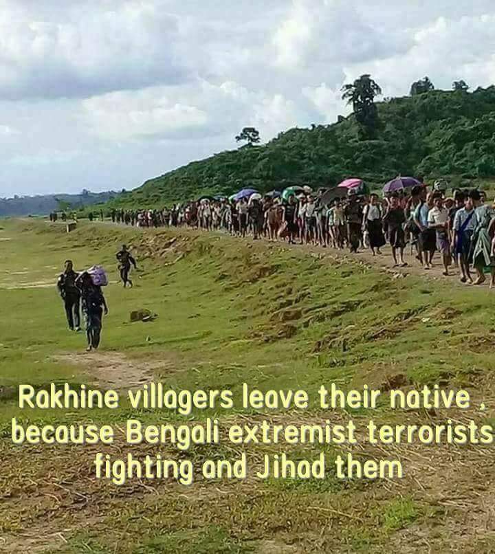 Rakhine Villagers leave their native because #Extremist_Bengali_terrorists #attack #kill them.
<a href="/CNN/">CNN</a>
<a href="/ABC/">ABC News</a> 
<a href="/UN/">United Nations</a> 
<a href="/BBCWorld/">BBC News (World)</a> 
<a href="/FoxNews/">Fox News</a> 
<a href="/TIME/">TIME</a>