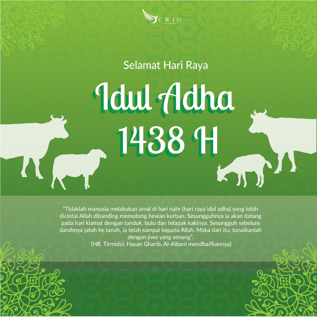 PT CWIG MENGUCAPKAN 
"SELAMAT HARI RAYA IDUL ADHA 1438 H" 
#PTCWIG