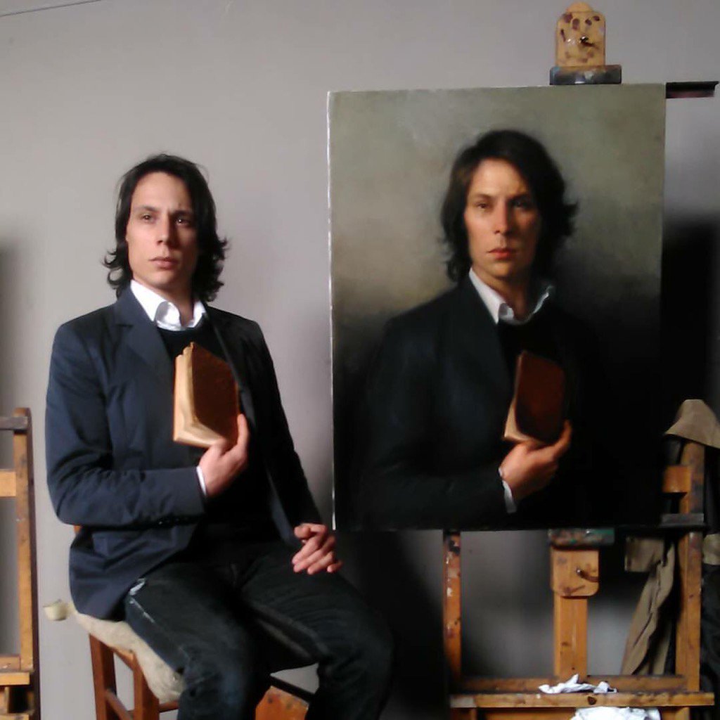 Matthew1collins's tweet image. An example of a #sightsizemethod setup for my painting #consolationofphilosiphy #howto #oilpainting #classicart