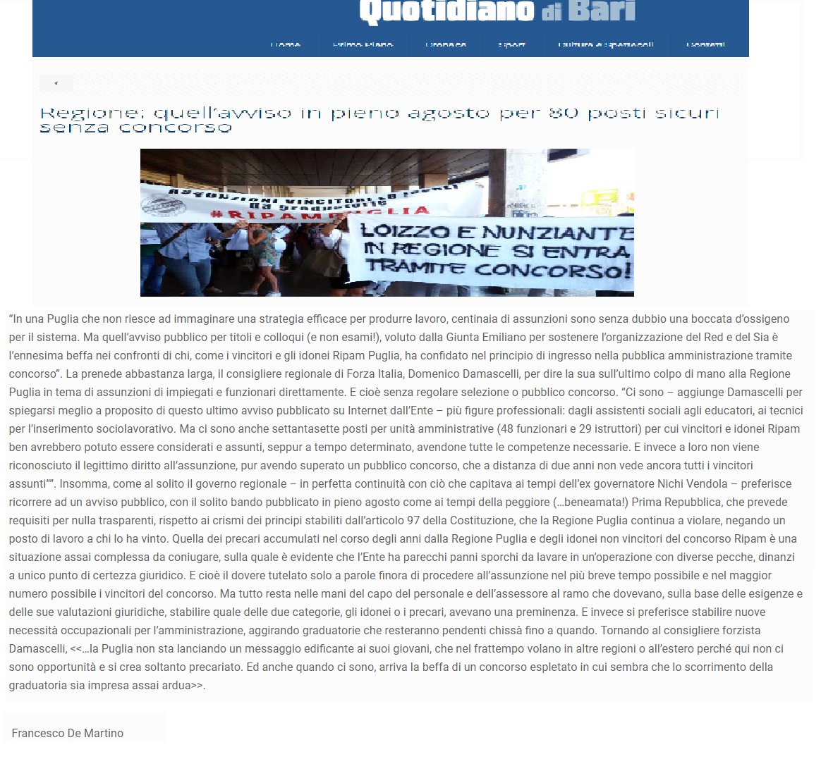 Matranga82's tweet photo. @UMarroni Ennesima beffa per vincitori ed idonei #ripampuglia, che confidavano nel principio di ingresso nella P.A. tramite concorso https://t.co/ngXZ7Bj7eh