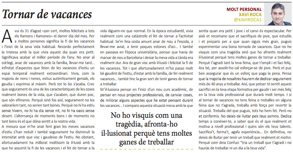 Us passo el meu MOLT PERSONAL d'avui a <a href="/LaManyanacat/">La Mañana</a> "TORNAR DE VACANCES" ow.ly/uMIv30eNXaF