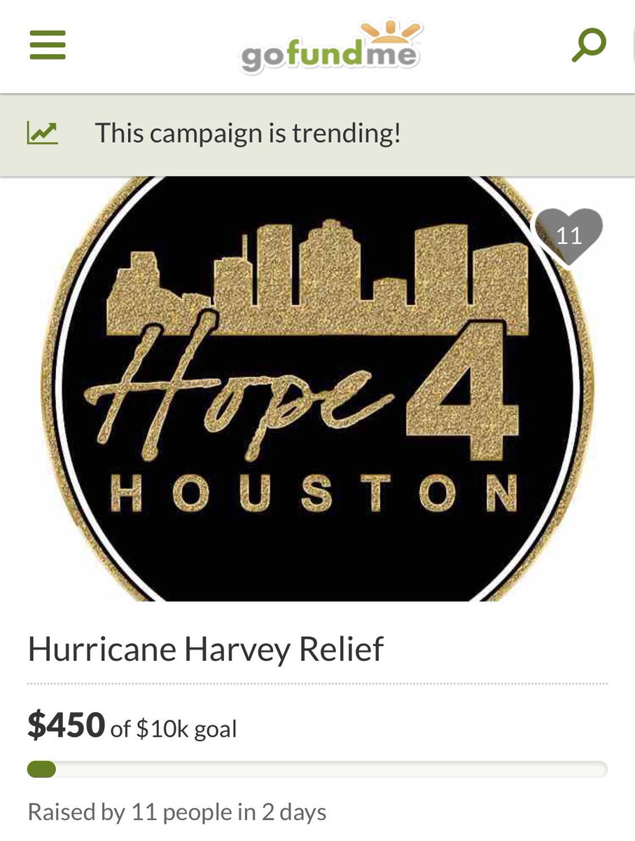 Hope4Houston's tweet image. Our campaign has now reached $450! Please RT/get the word out so we can get to our $10k goal! #gofundme #houstontx #hurricanerelief #htx