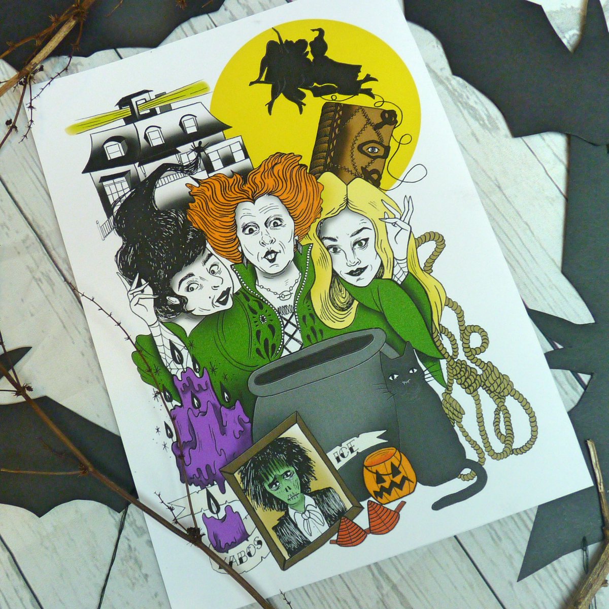 witchcraftsx's tweet photo. It's all a bunch of Hocus Pocus! #hocuspocus #hocuspocusart #artprints #thegirlgang #halloweenart #cbloggers #movieart #witches https://t.co/x2brd92oRn
