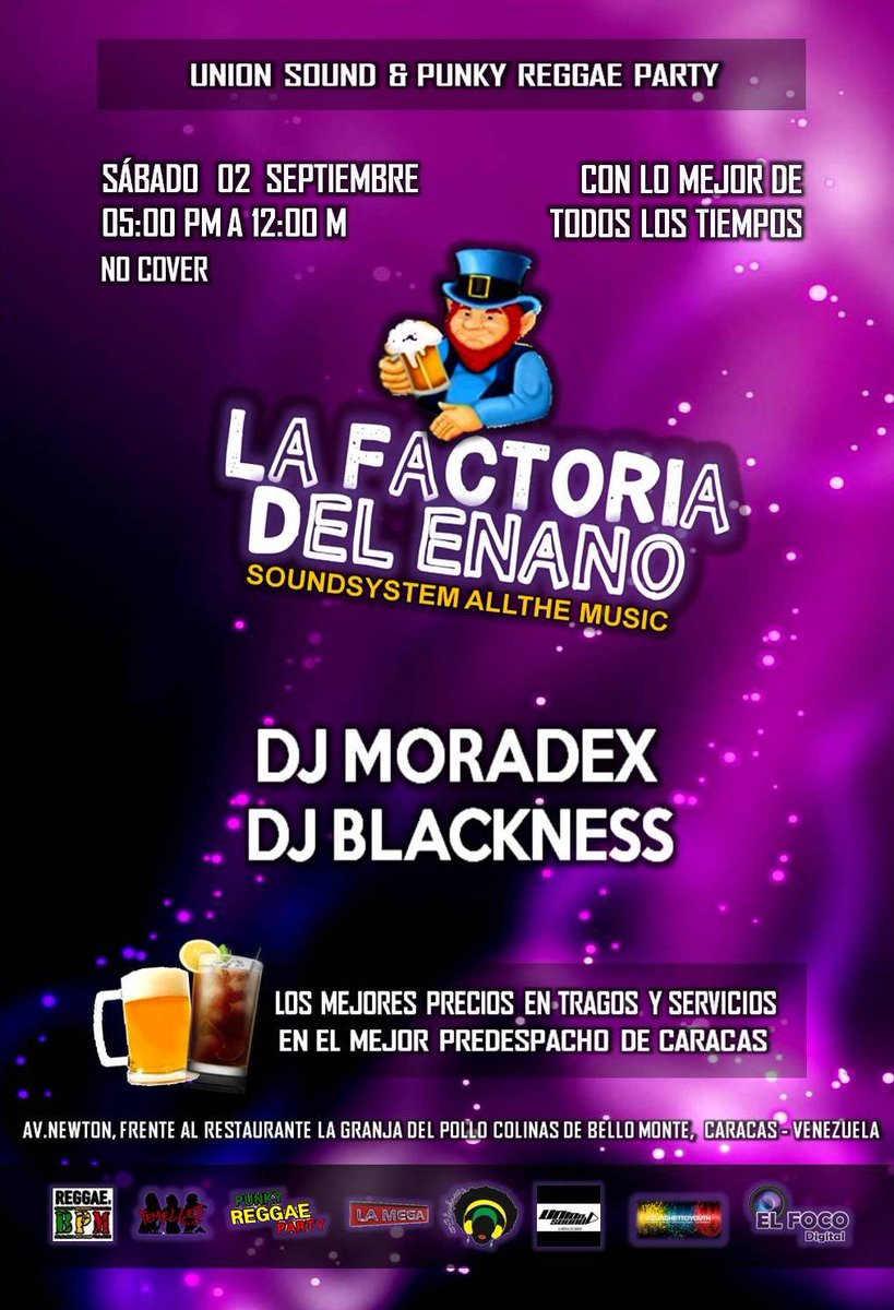 Sábado 02/09/17 Dj <a href="/moradex/">Alejandro Moraos</a> +  <a href="/Dj_Blackness/">Dj Blackness</a>  enLa  <a href="/Factoriadeenano/">Factoría del Enano</a>  #ColinasDeBelloMonte #PreDespacho #De5pmA12 #worldMusic #soundSystem