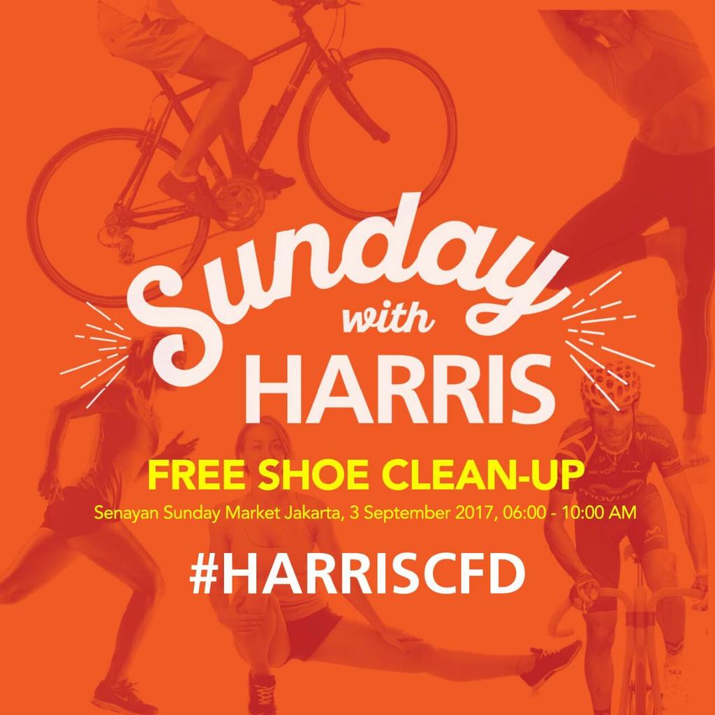 infocarfreeday_'s tweet photo. Hi Runners, jangan lupa bawa sepatu olahraga kamu (3/9) ke "Sunday with HARRIS" untuk FREE Shoe Clean-up #HARRISCFD #Jakarta @TauziaHotels https://t.co/dun0XxyWTE