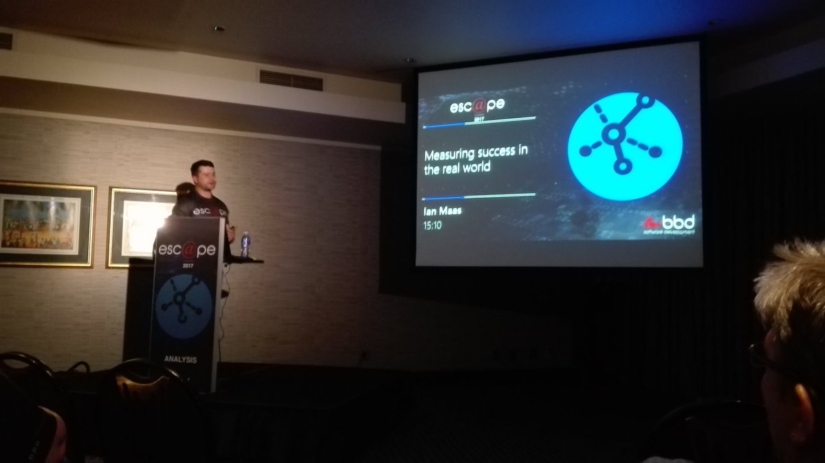 Lashley1232's tweet photo. Listening to @IanMaas78  talk about measuring success in the real world #BBDEscape #BBDSoftware https://t.co/2szCogRuwY