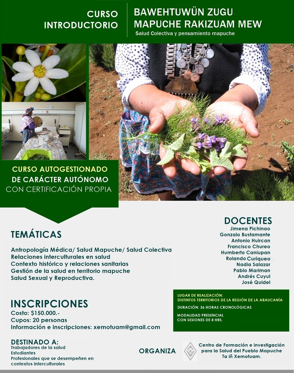 andrescuyulsoto's tweet photo. Organización mapuche ofrece inédito curso de "Salud colectiva y pensamiento mapuche" https://t.co/u9a97C8Ehz
