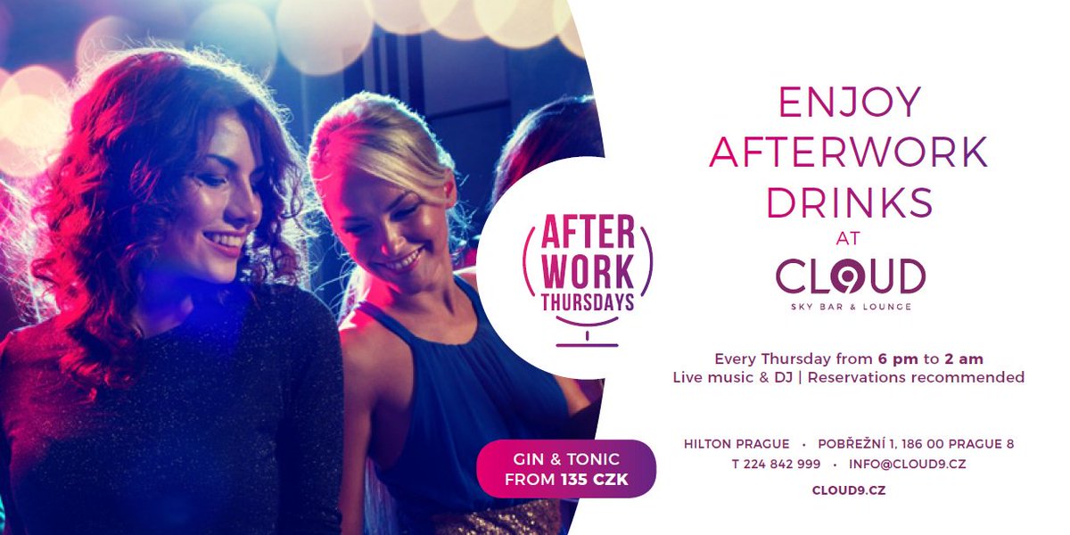 HiltonPrague's tweet photo. Spend trendy #Thursday 40 metres above Vltava river with special offer of #Gin &amp; Tonic cocktails. #AfterworkThursday https://t.co/uxDJSfhyS5 https://t.co/0e75JrgOLp