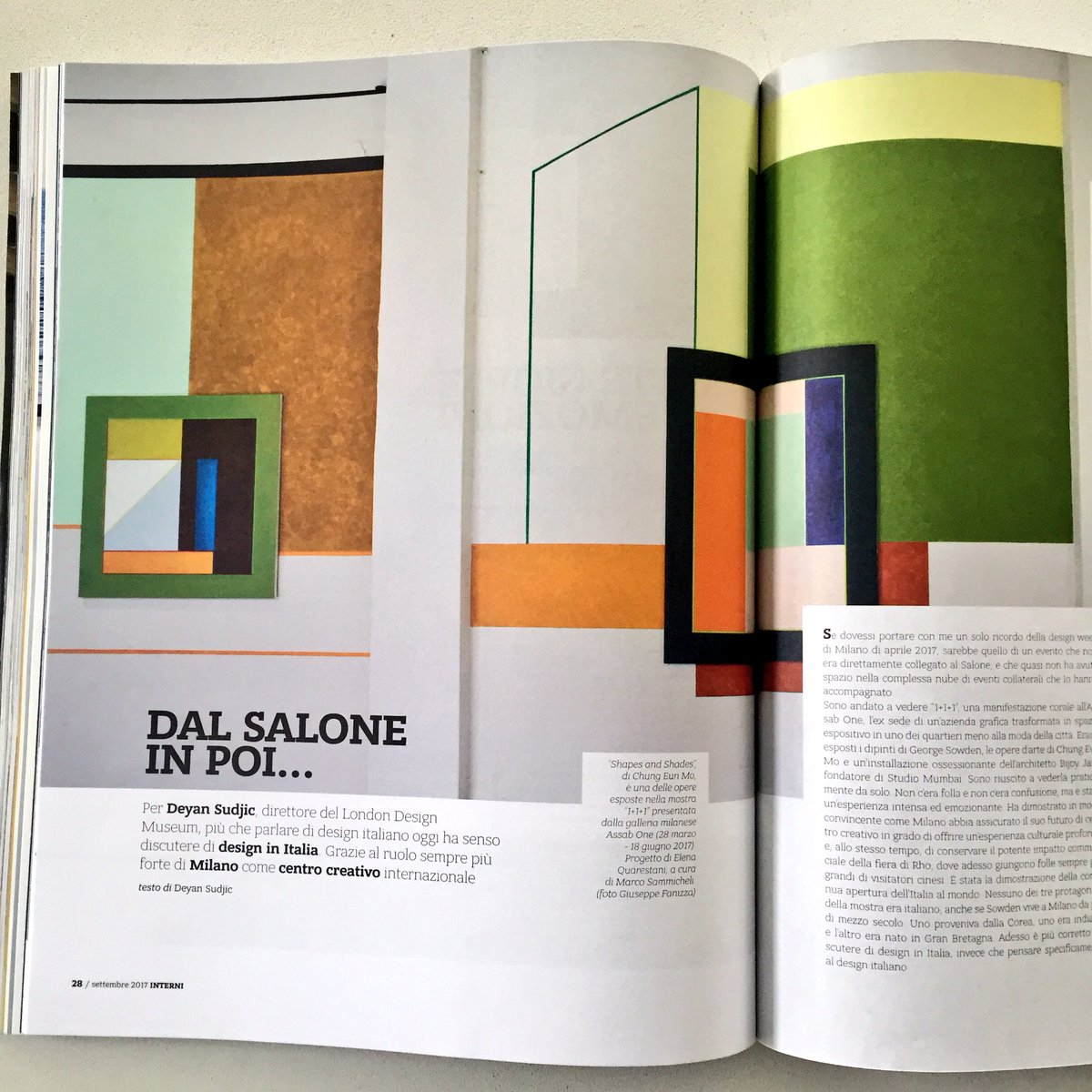 KnudWalter's tweet photo. Beautiful words by #DeyanSudjic on Sept issue of @INTERNIMagazine 1+1+1 #AssabOne #BijoyJain #GeorgeSowden #EunMoChung thanks https://t.co/sPIv4C87Qn