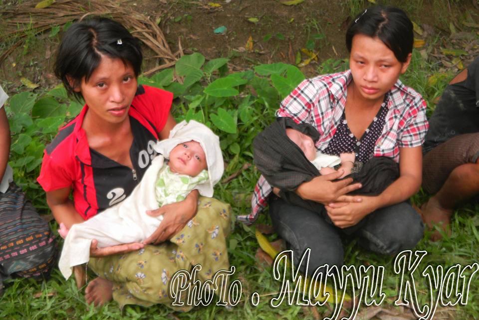 Uncertain future!! Arakanese #Rakhine young mothers hide in the forest with their babies as they fear of Bengali #Rohingya terrorists attack