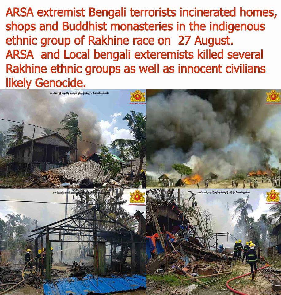 #Arakhine State, in Maungdaw town,  #ARSA  #Extremist_Bengali_Terrorist arson destroyed by fire over 2305 houses.