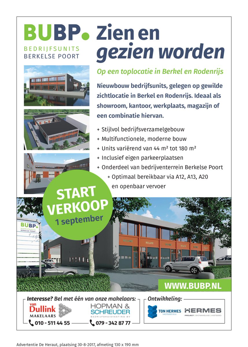 HermesProjectNL's tweet photo. Vol trots informeren wij u over de start verkoop van 18 bedrijfsunits in Berkel en Rodenrijs! Zie https://t.co/vivuqYrCsT https://t.co/vgjAOqz1H3