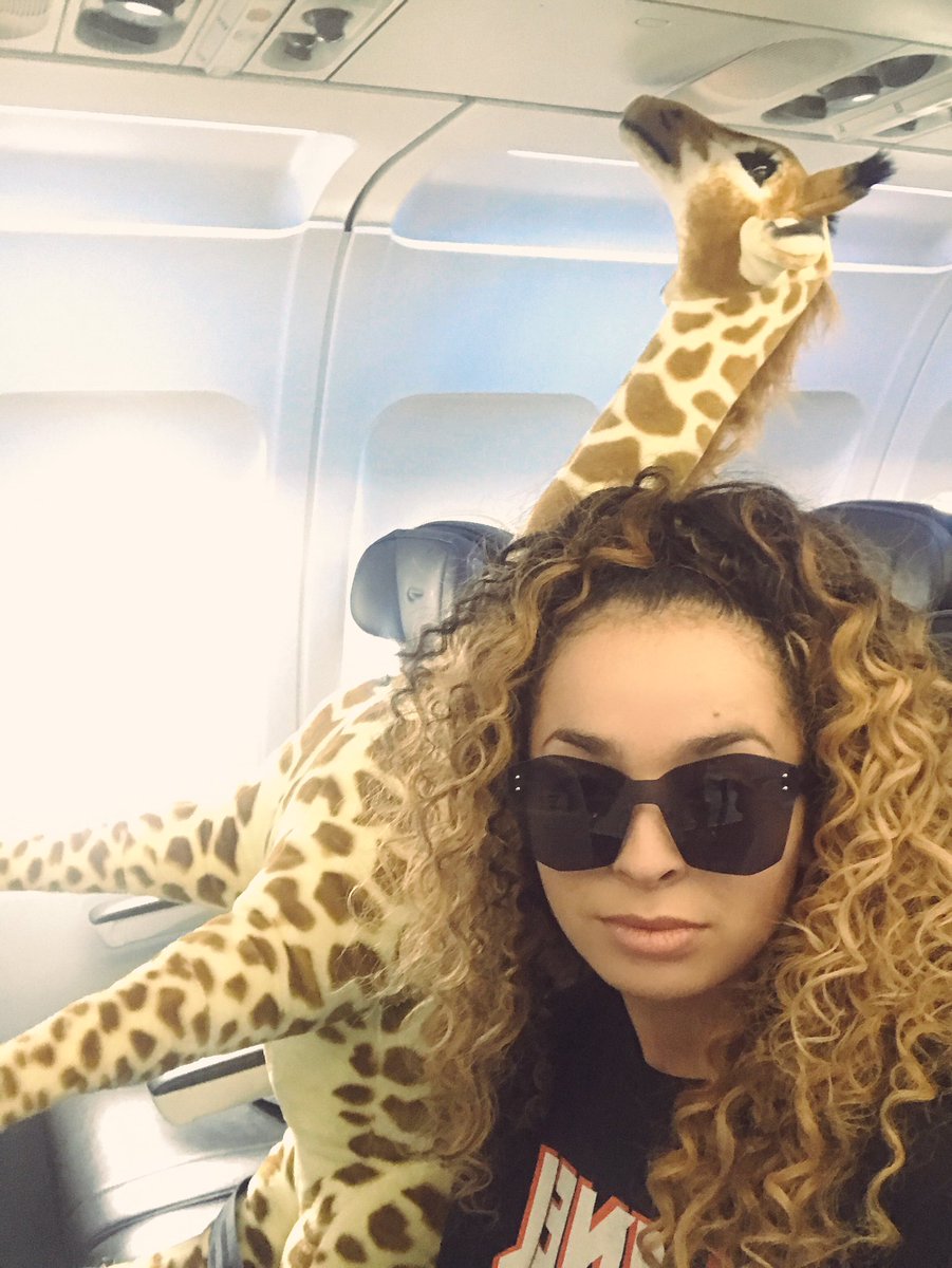 EllaEyre's tweet photo. life hack: buy a medium sized giraffe in duty free and British Airways will sort out a whole seat row for you &amp; your new mate https://t.co/1kWcIAHIec