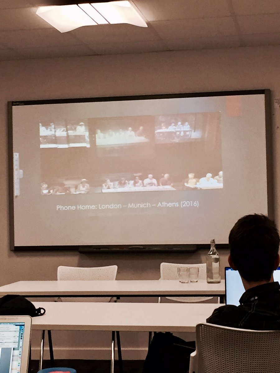 LiamJarvis's tweet photo. Christina Papagiannouli discusses postdigital spectating in 'My Country: A Work in Progress' &amp; 'Phone Home' #TaPRA2017 #TaPRA2017Tech https://t.co/xHUOMhFzzT