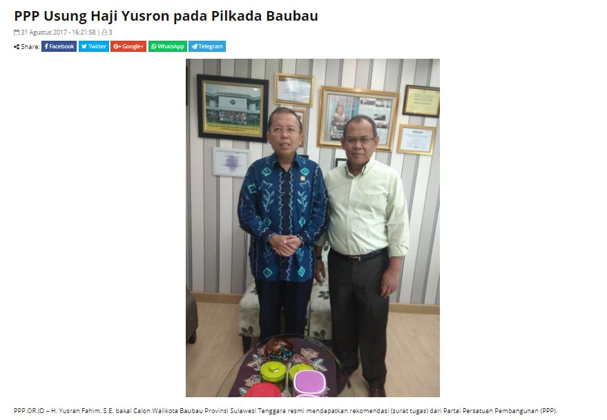 DPP_PPP's tweet photo. PPP News : PPP Usung Haji Yusron pada Pilkada Baubau https://t.co/nIFywKSECB #BergerakBersamaRakyat #Romahurmuziy #PartaiIslamPertama https://t.co/tug2X0uDuT