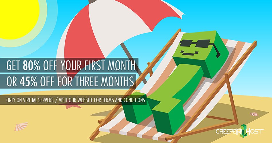 CreeperHost's tweet image. If you fancy playing games with friends on a server, why not take advantage of our Summer Sale!
creeper.host/promo/TOOHOT