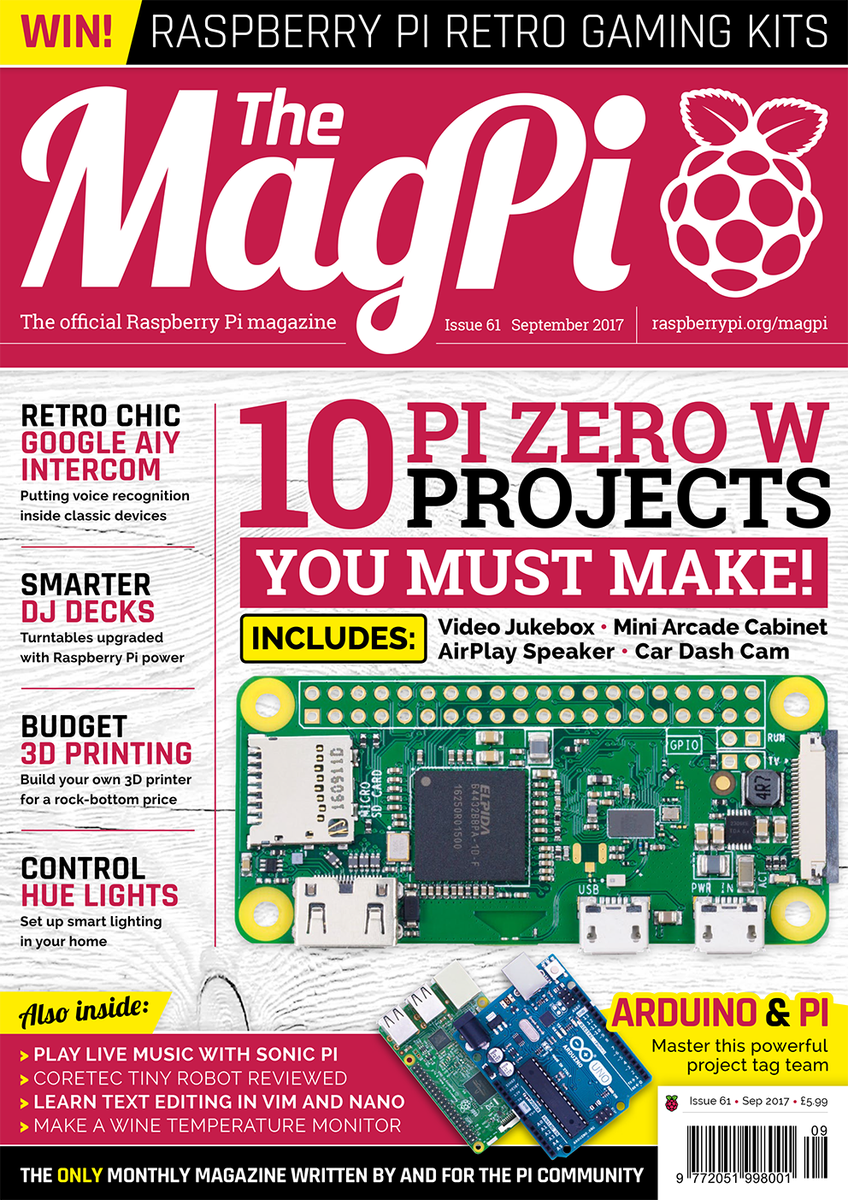 ClubFramboise's tweet photo. Le numéro 61 de Septembre de @TheMagP1 vient de sortir ! Projets #RaspberryPi Zero et section #Arduino à découvrir : https://t.co/FZd40mjb6g https://t.co/VKhPmg1I5A