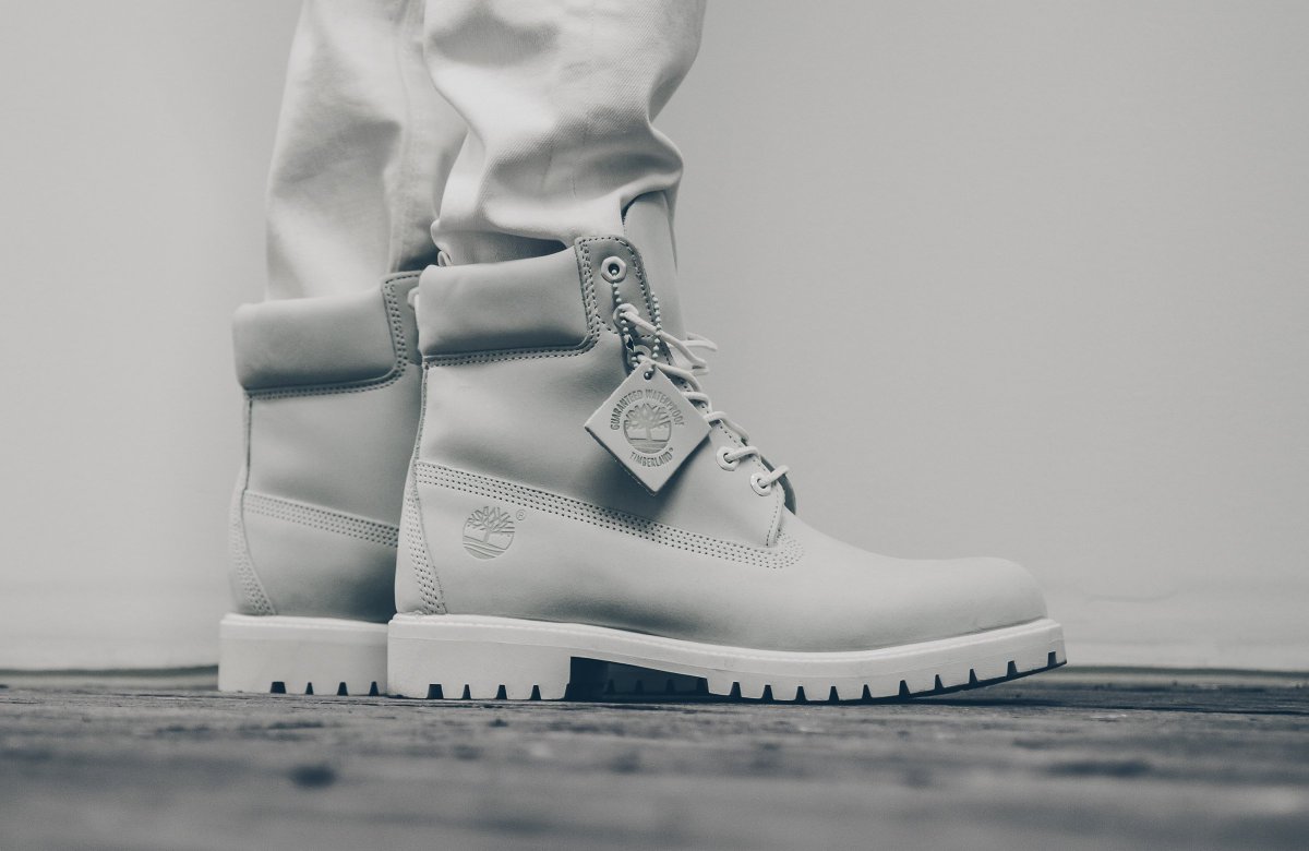 grey timberlands white sole